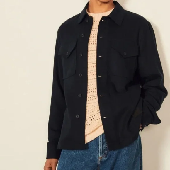 Sandro Men's linen cotton shirt overshirt jacket button down